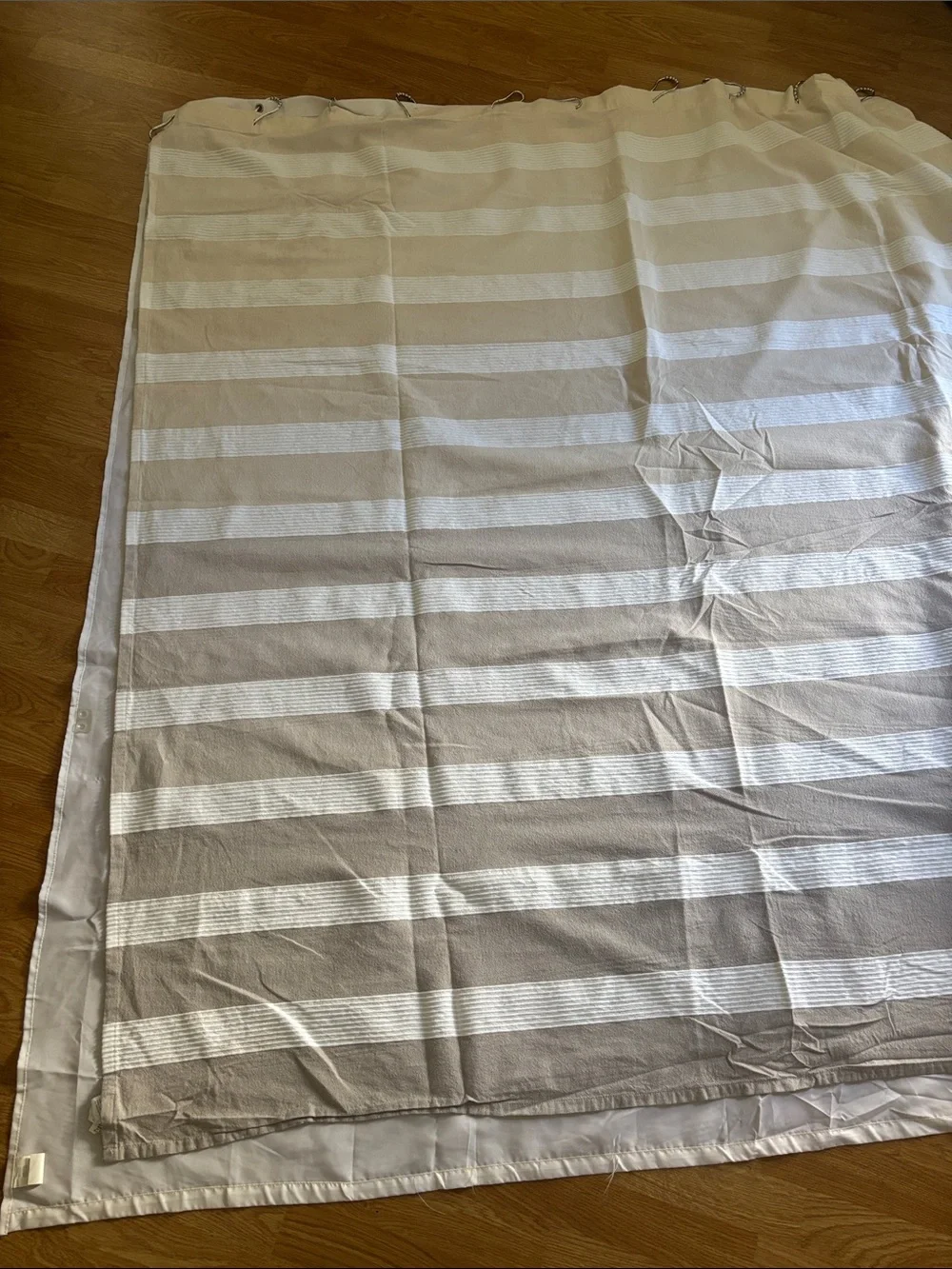 Neutral Striped Curtain Panel ombré - Beige & White